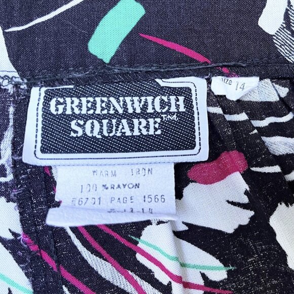 80s funky Black and pink floral print skirt - Picture 6 of 6